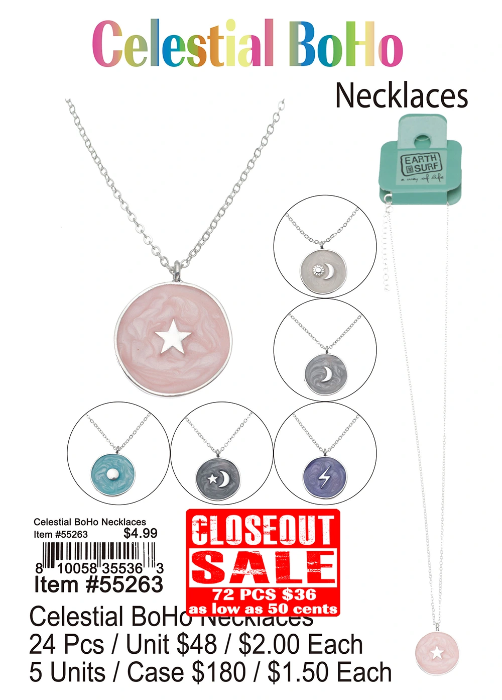 Celestial BoHo Necklaces - Closeout 72 Pcs.